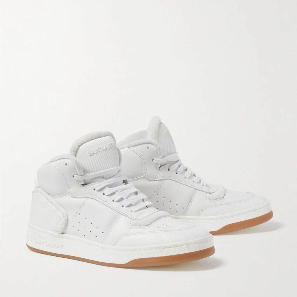 Saint Laurent White and Tan High-Top Sneakers - Picture 2 of 5